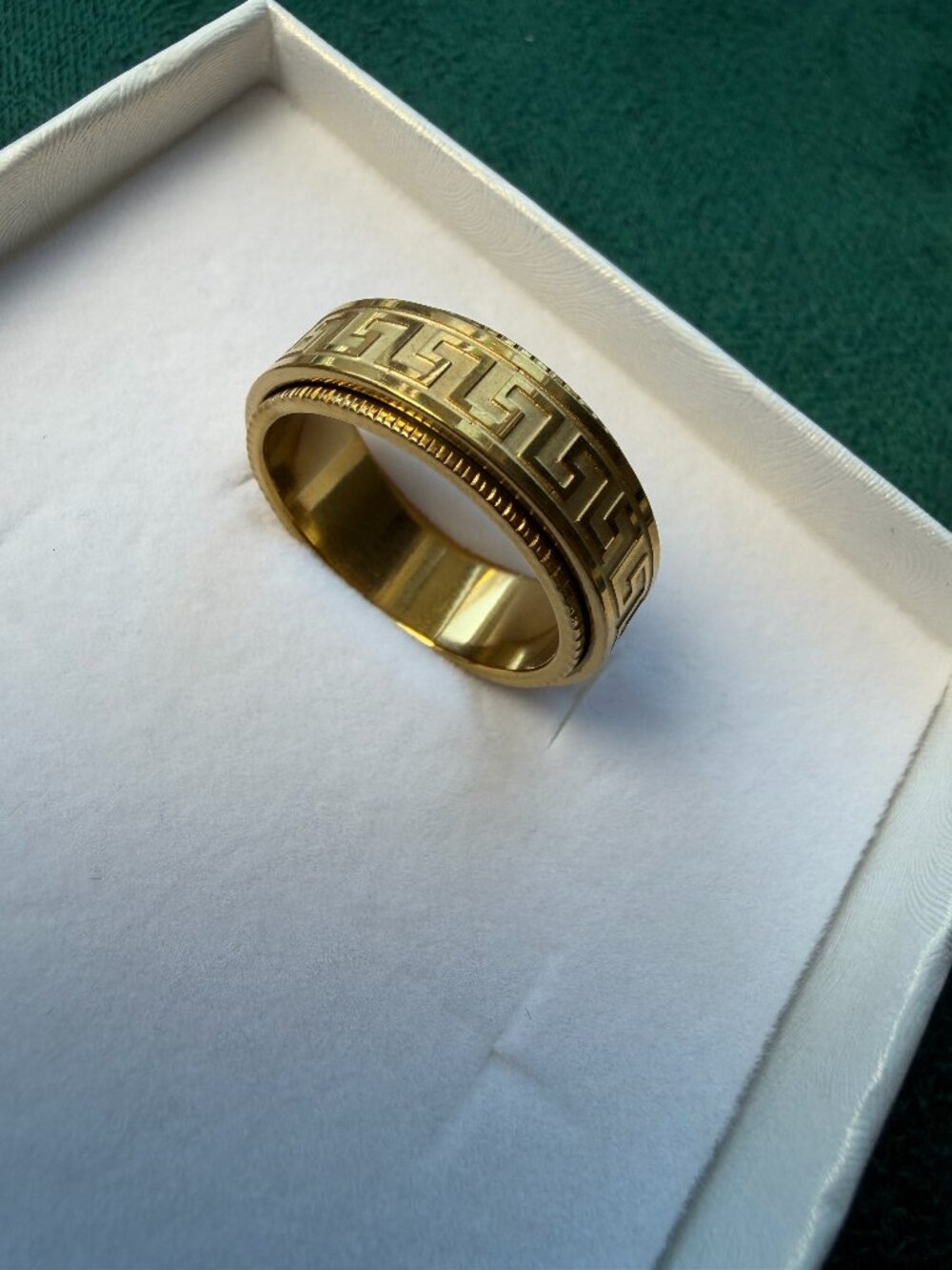MEN's Stainless Steel Greek Key Spinner Ring Sizes 9-11